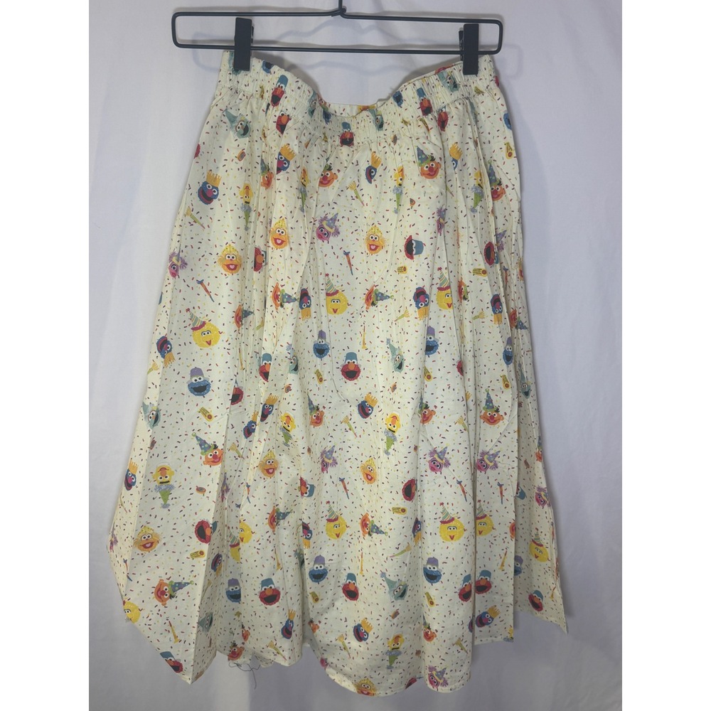 Tulip B Sesame Street Print Midi Skirt Women L Cream Elmo Cookie Monster NWT - Picture 7 of 7